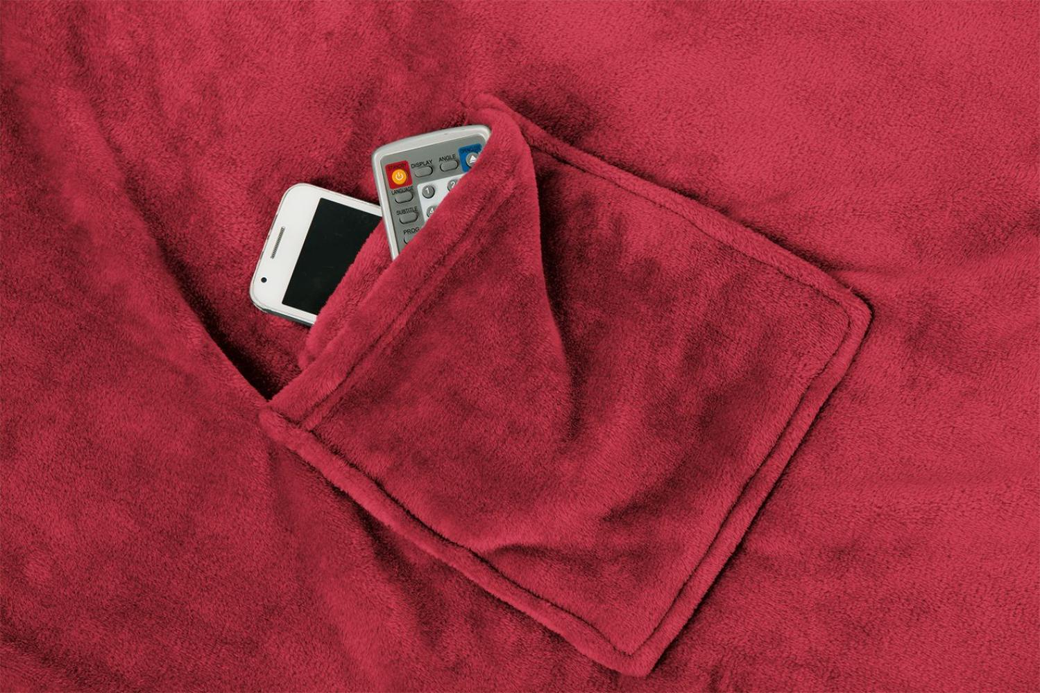 Gözze - Premium Kuscheldecke mit Ärmeln und Brusttasche, 150 x 240 cm - Rot Bild 1