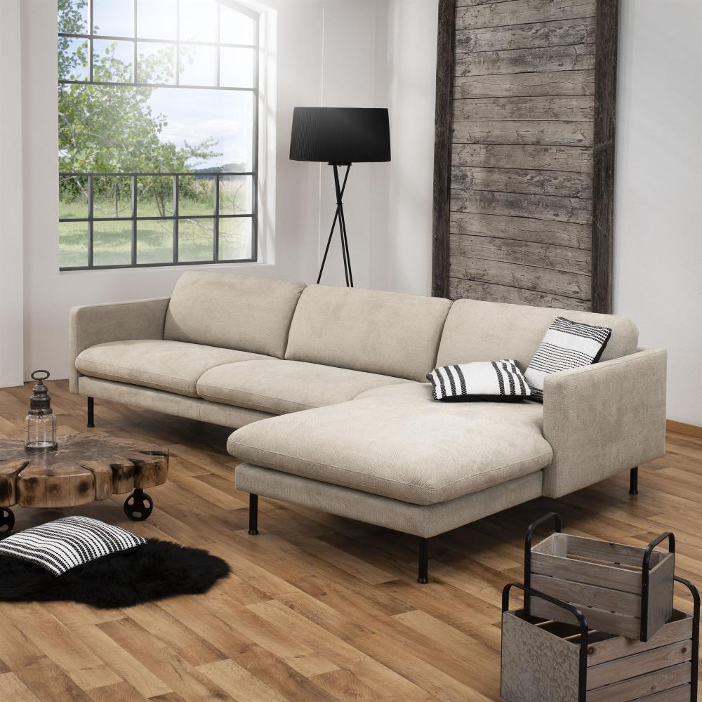 Sofa 2,5-Sitzer links mit Longchair rechts Kalia Bezug Flachgewebe Metall schwarz / beige 23239 Bild 1