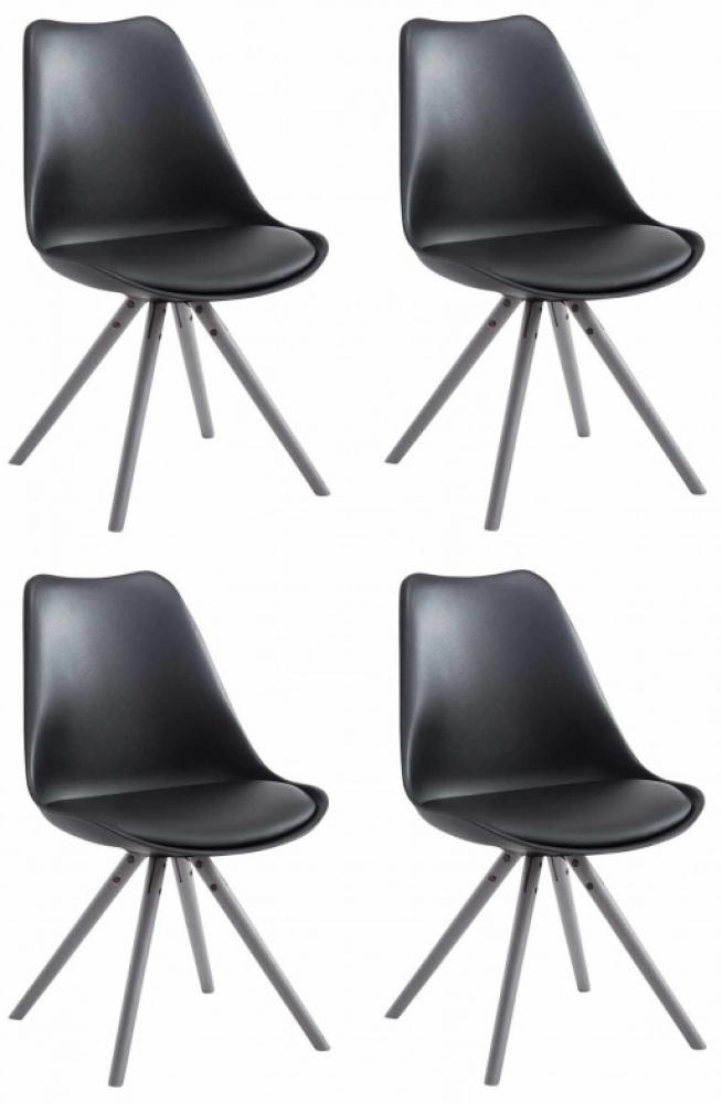 4er Set Stühle Toulouse Kunstleder Rund grau (Farbe: schwarz) Bild 1
