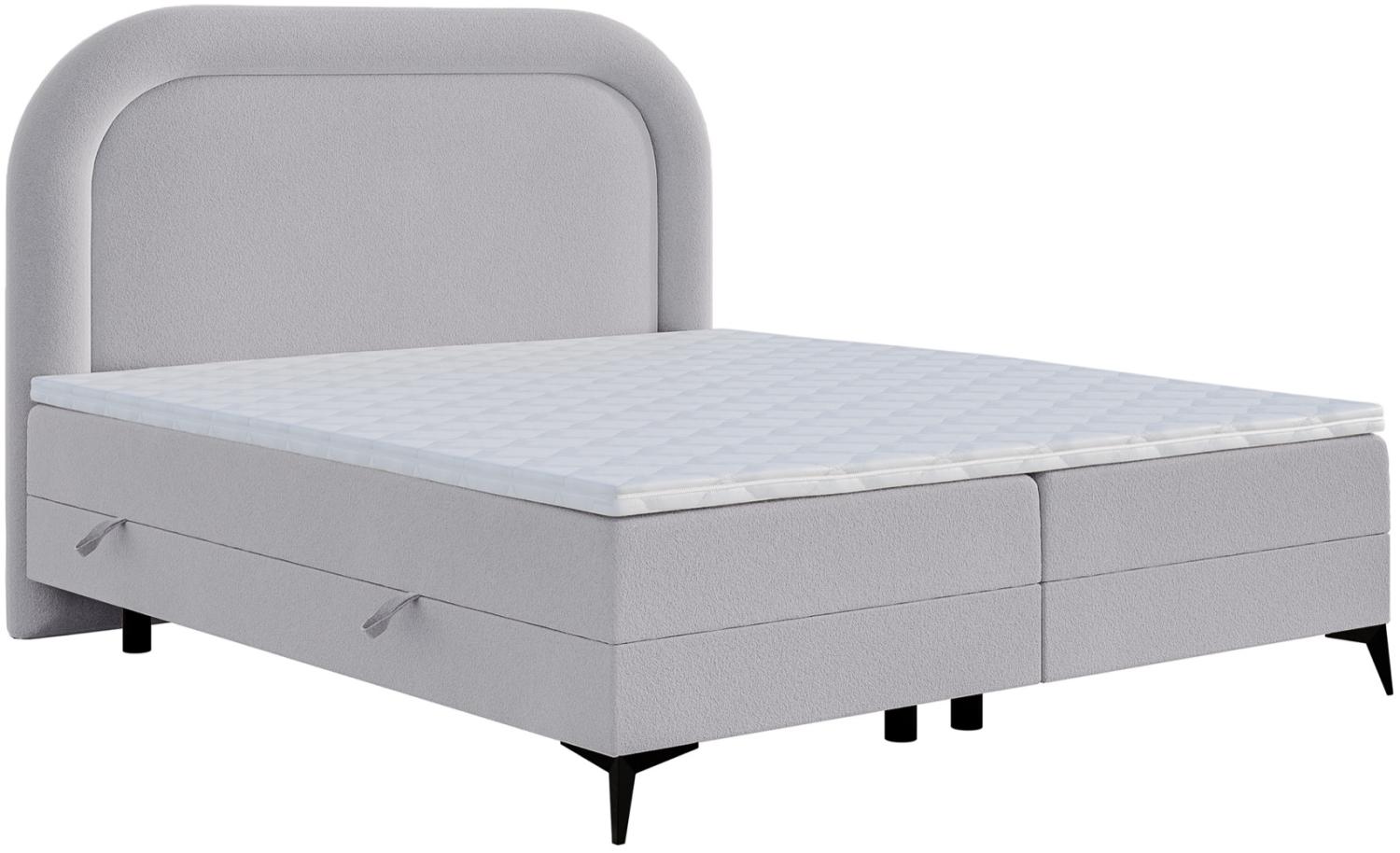 Selsey LOREO - Boxspringbett mit Bettkasten, Chenille-Bezug in Hellgrau, 160x200 cm Bild 1