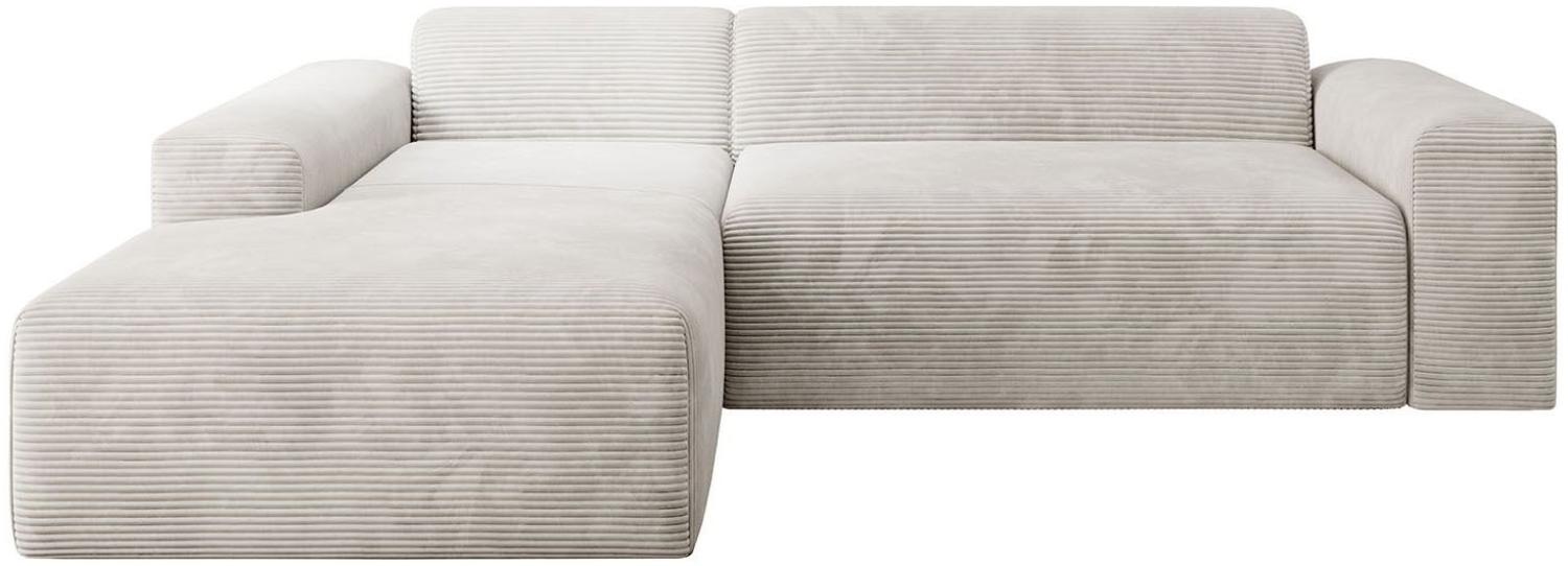 Juskys Sofa Vals Links mit PESO Stoff - L-Form Couch für Wohnzimmer - Ecksofa modern, bequem, klein - Eckcouch Sitzer - Cordsofa Beige Bild 1