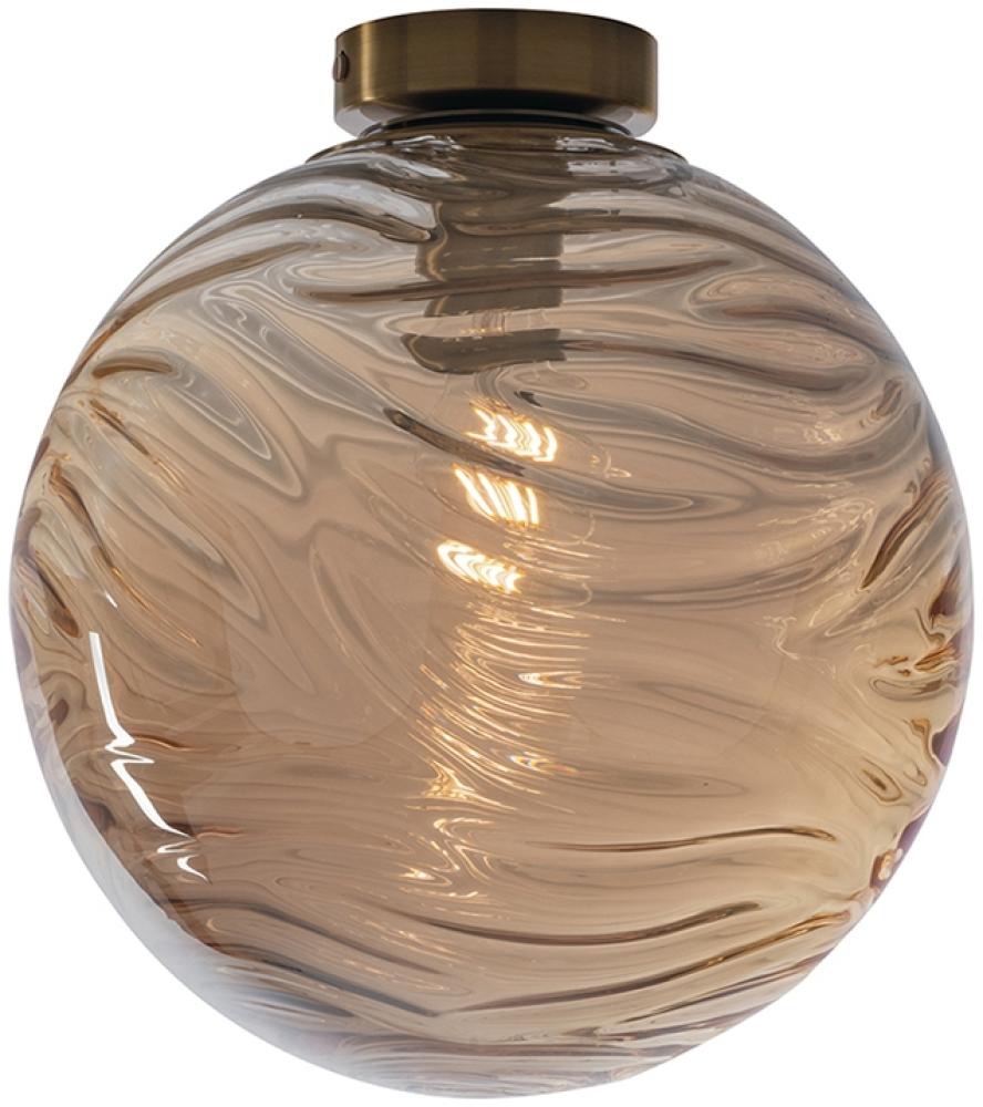 LED Deckenleuchte Glaskugel Wellenmuster Champagner, Globe Ø30cm Bild 1