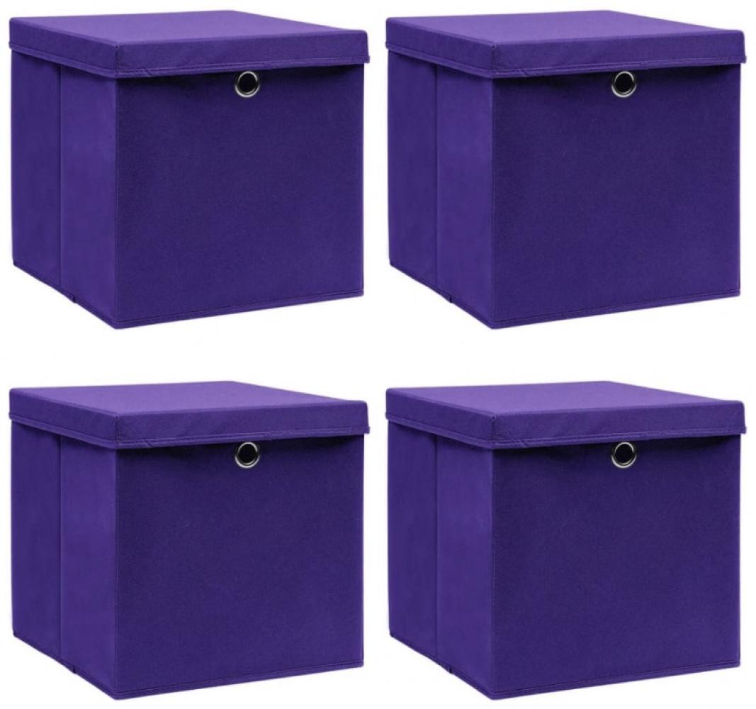 Aufbewahrungsboxen mit Deckeln 4 Stk. 28x28x28 cm Violett Bild 1