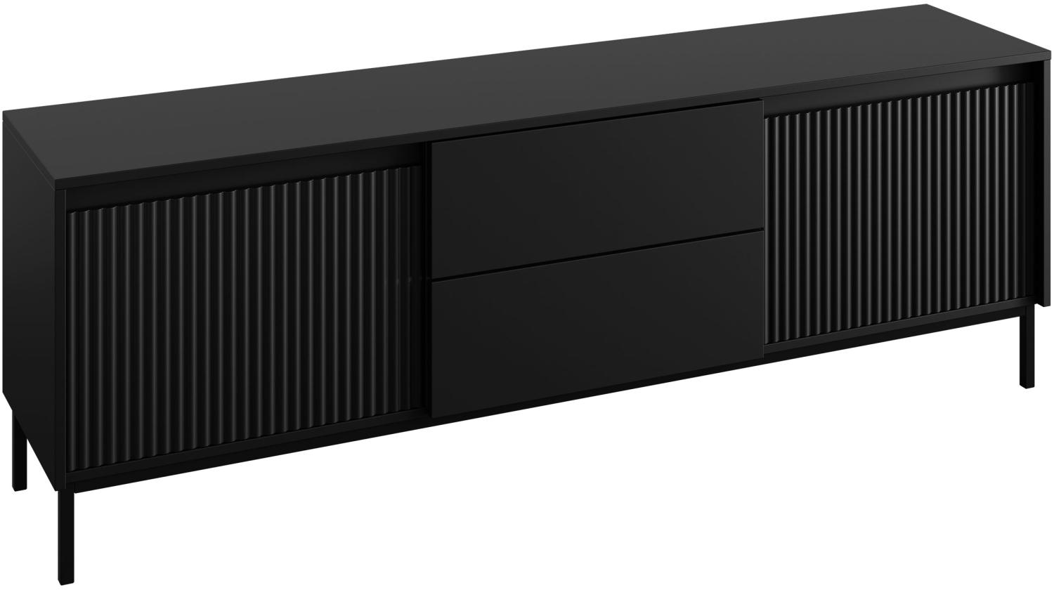TV Lowboard Ozmi 2K2SZ mit 2 Türen und 2 Schubladen auf Kugelgleitschienen (Farbe: Schwarz) Bild 1