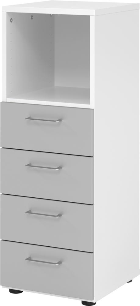 bümö® smart Schubladen Kombi mit 4 Schüben & 1 Regalfach in Weiß/Silber Bild 1