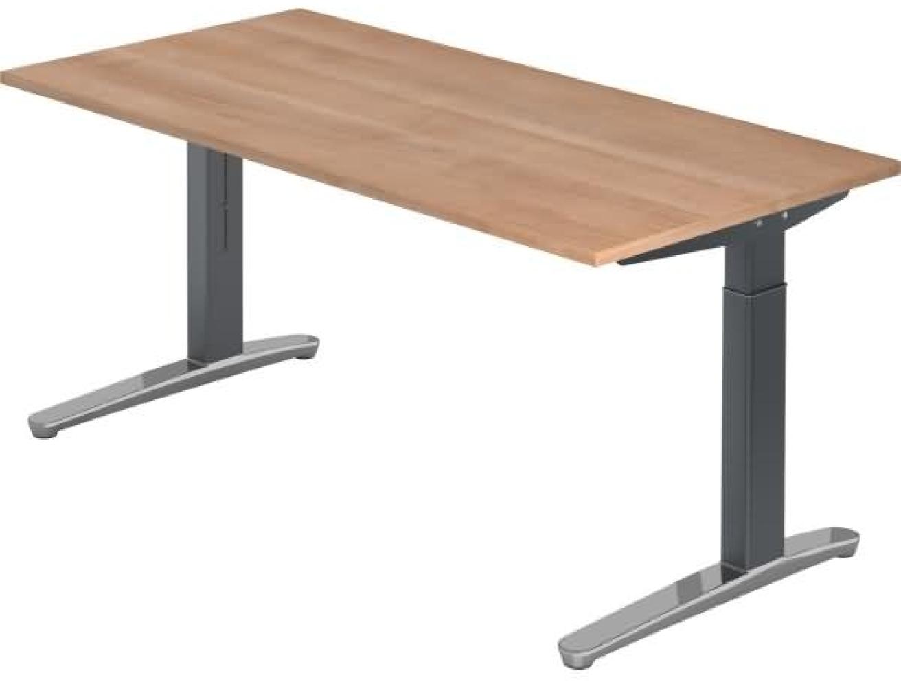 'XB16' Schreibtisch, C-Fuß, poliert, 160x80cm, Nussbaum / Graphit Bild 1