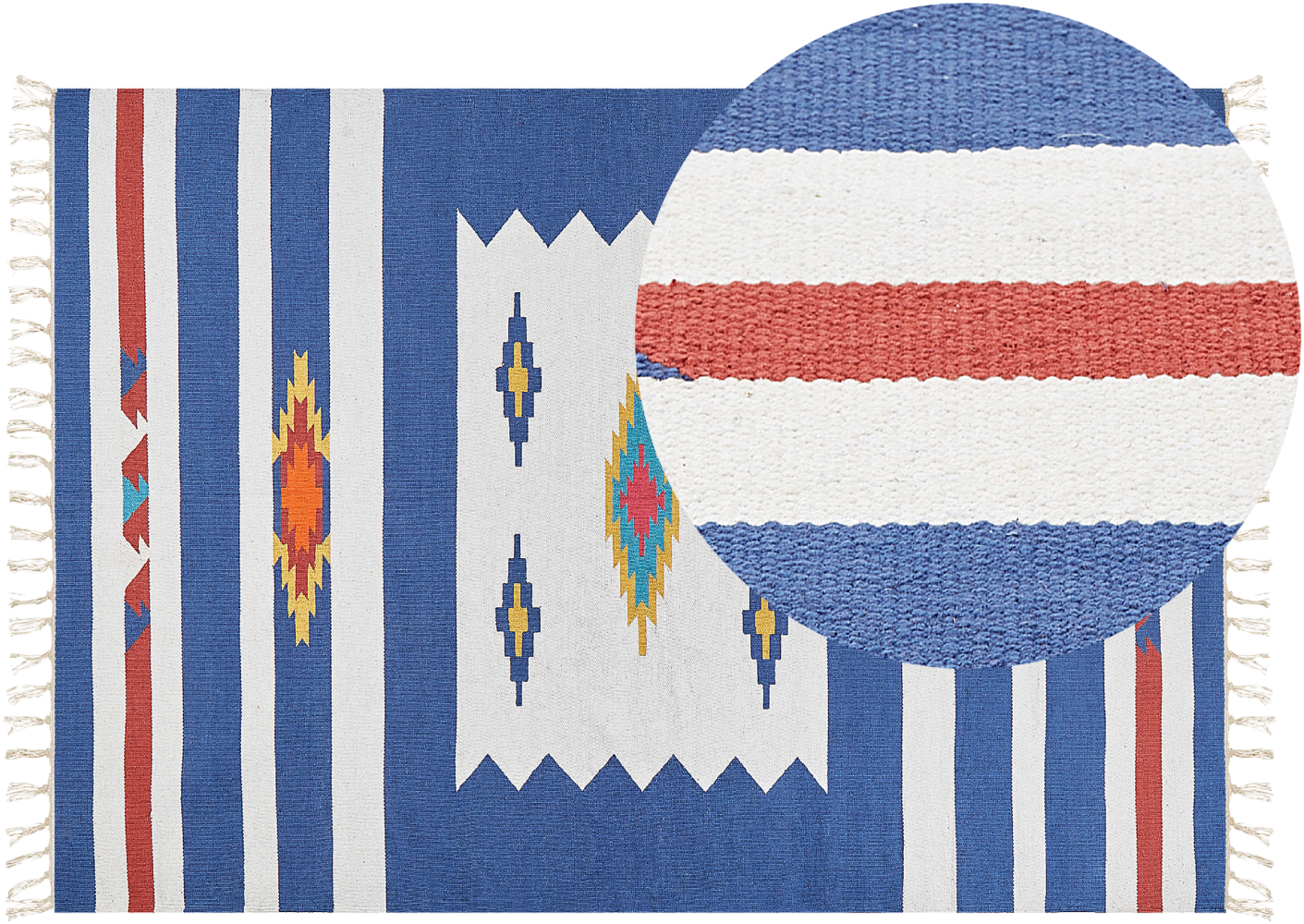Kelim Teppich Baumwolle mehrfarbig 140 x 200 cm geometrisches Muster Kurzflor VARSER Bild 1