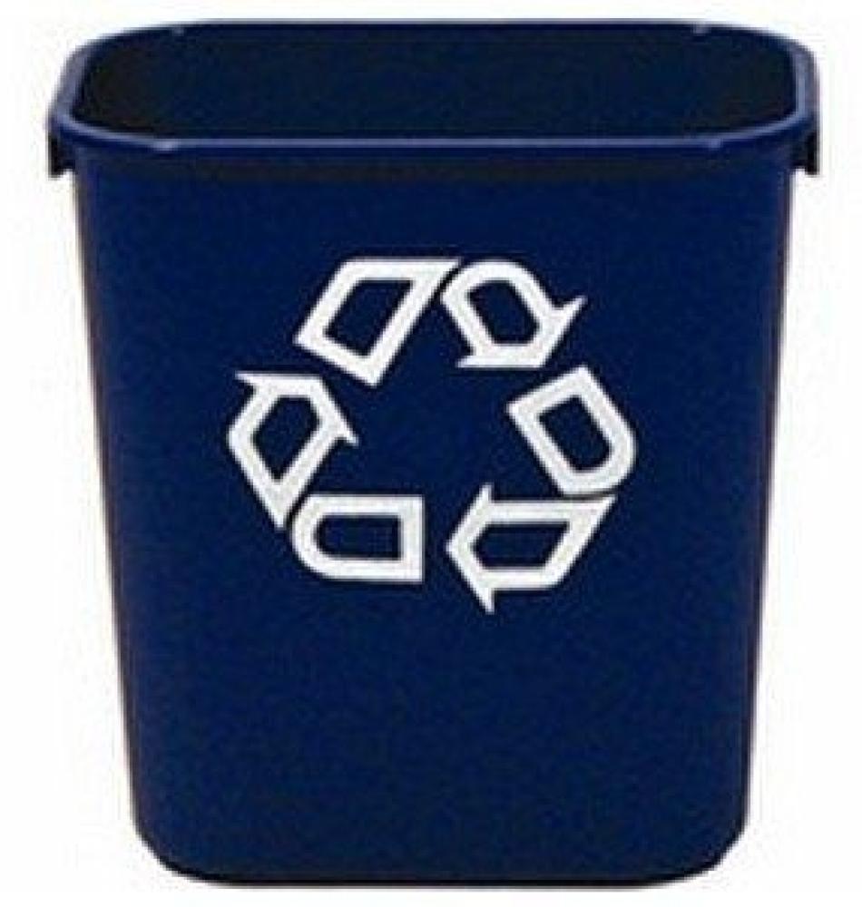 Rubbermaid Papierkorb, 12,9 Liter, rechteckig, PE, blau mit Recycling-Logo, Maße: (B)289 x (T)210 x (H)308 mm (FG295573BLUE / 2955-73-BLU) Bild 1