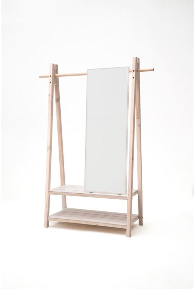 Livingruhm Standgarderobe Hänga mit Spiegel massiv weiß lasiert 125cm breit Bild 1