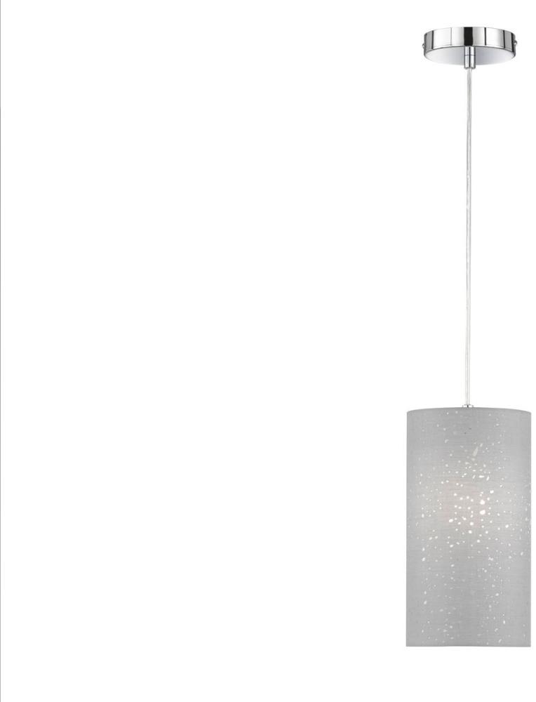 LED Hängelampe 1 flammig dimmbar mit Dekor Stoffschirm Zylinder Grau Ø 16cm Bild 1