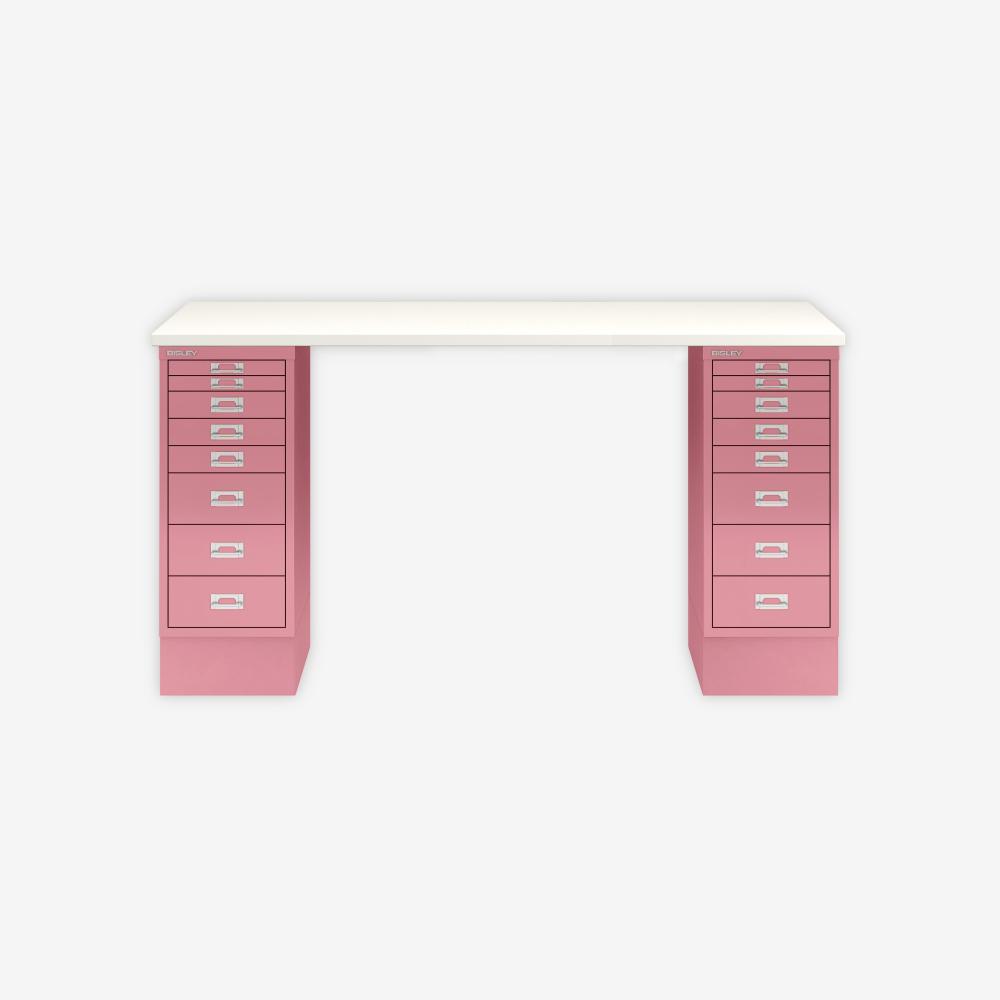 MultiDesk, 2 MultiDrawer mit 8 Schüben, Dekor Weiß, Farbe Pink, Maße: H 740 x B 1400 x T 600 mm Bild 1