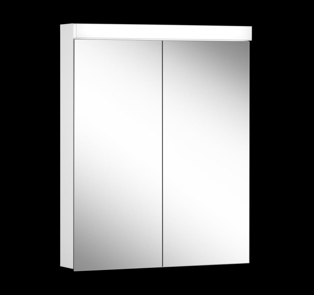 Schneider LOWLINE Plus LED Lichtspiegelschrank, 2 Doppelspiegeltüren, Steckdose rechts, 60x74,8x13,5cm, 172. 064, Ausführung: EU-Norm/Korpus weiss/4000K - 172. 064. 02. 02 Bild 1