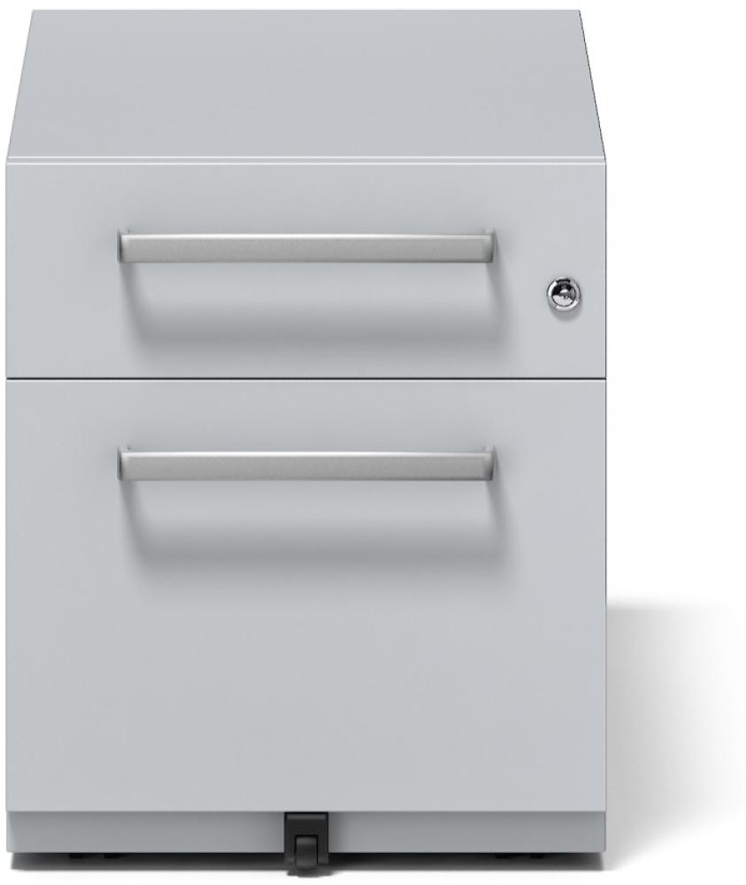 Rollcontainer Note™ mit Griff, 1 Universalschublade, 1 HR-Schublade, Farbe lichtgrau Bild 1
