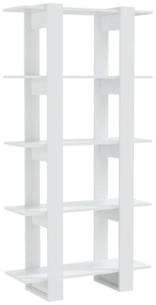 Bücherregal/Raumteiler Hochglanz-Weiß 80x30x160 cm Bild 1