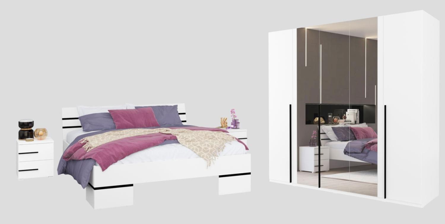 Schlafzimmer-Set Violla komplett 4-teilig weiß schwarz Bild 1