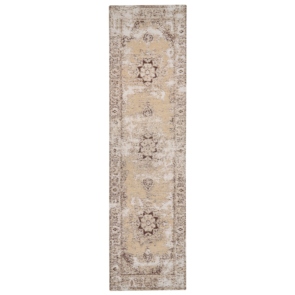 Teppich Baumwolle beige-braun 80 x 300 cm orientalisches Muster Kurzflor ALMUS Bild 1