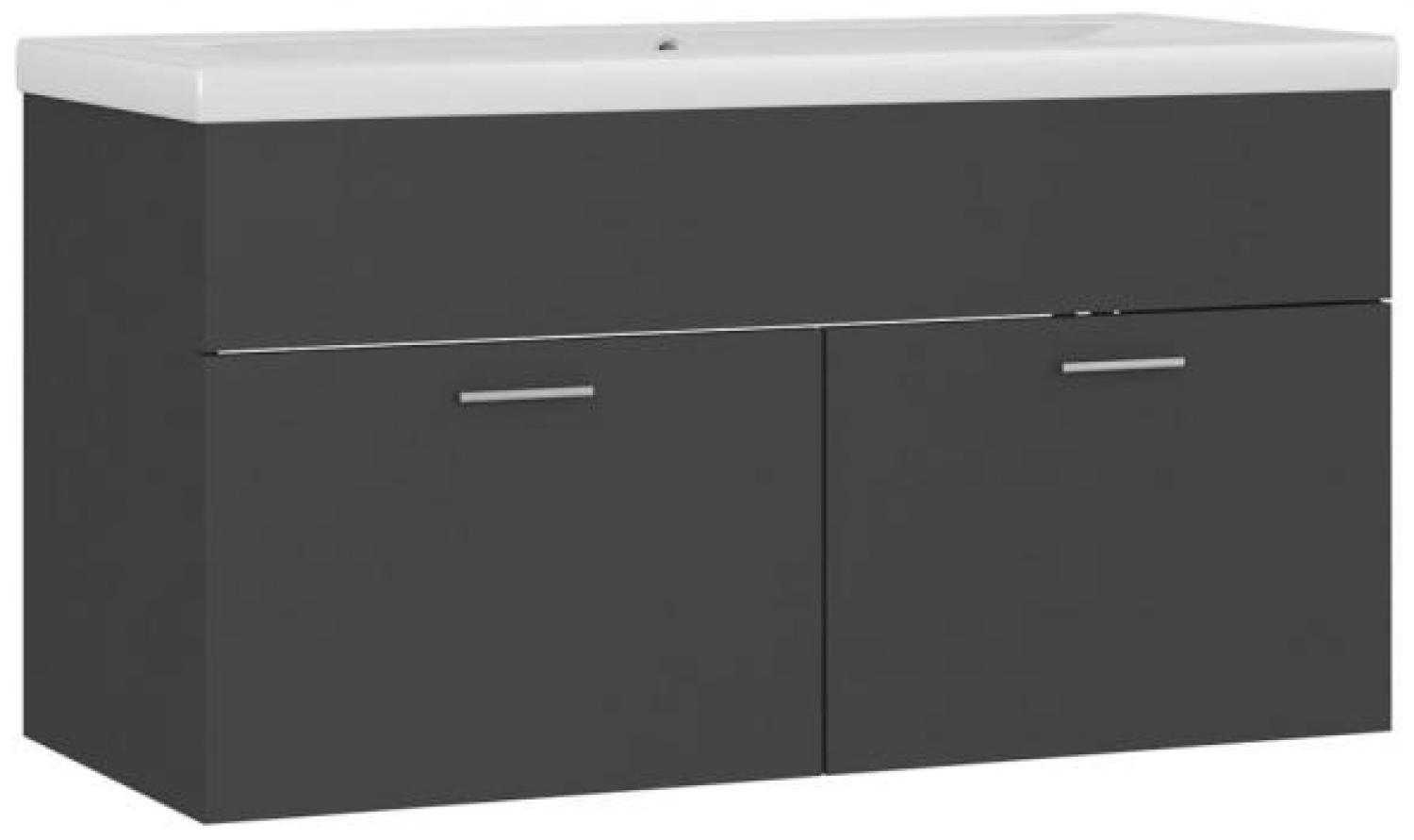 vidaXL Waschbeckenunterschrank mit Einbaubecken Grau Spanplatte [3070840] Bild 1