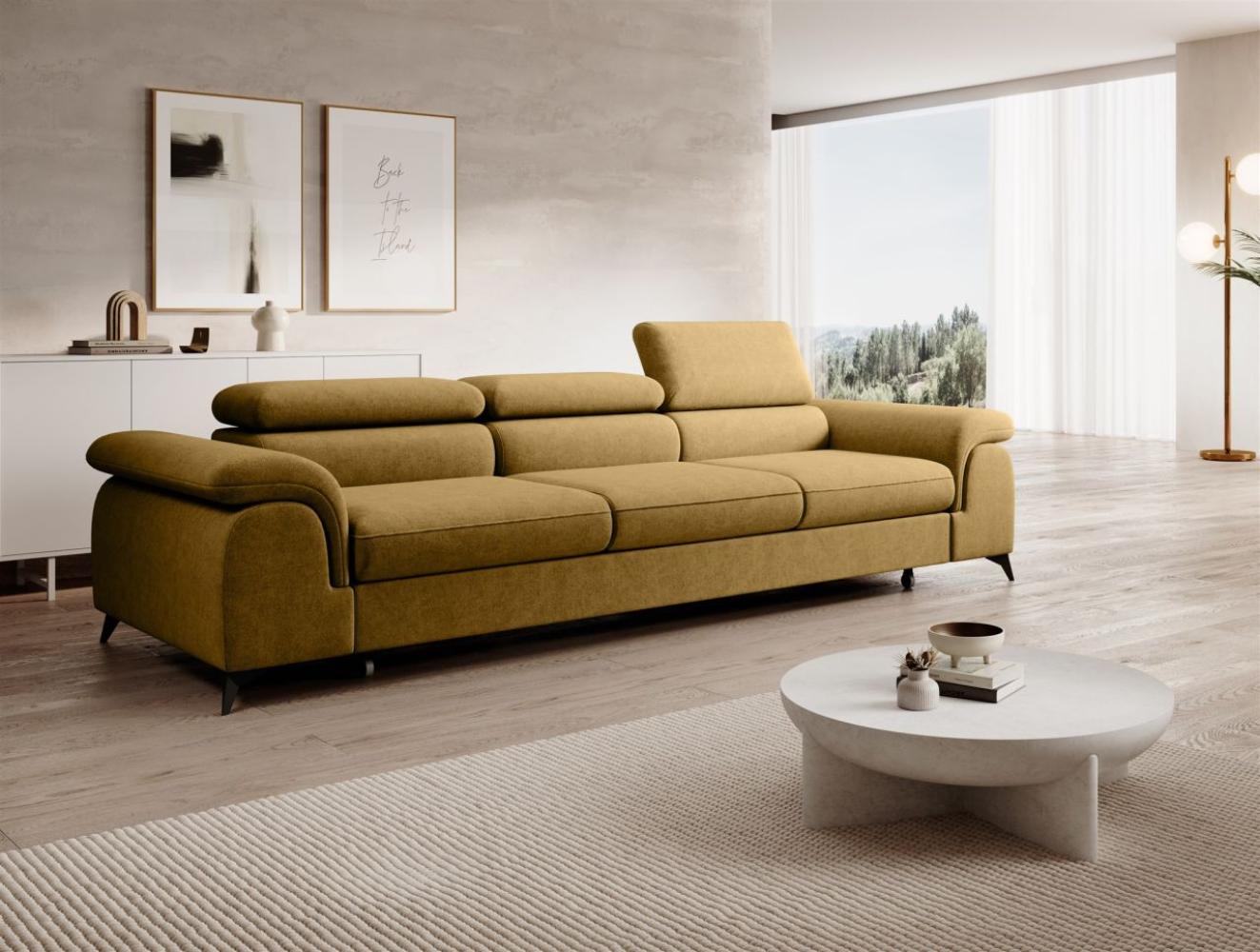 Big Sofa Couchgarnitur BASTIEN Megasofa mit Schlaffunktion Stoff Whisper Ocker Bild 1