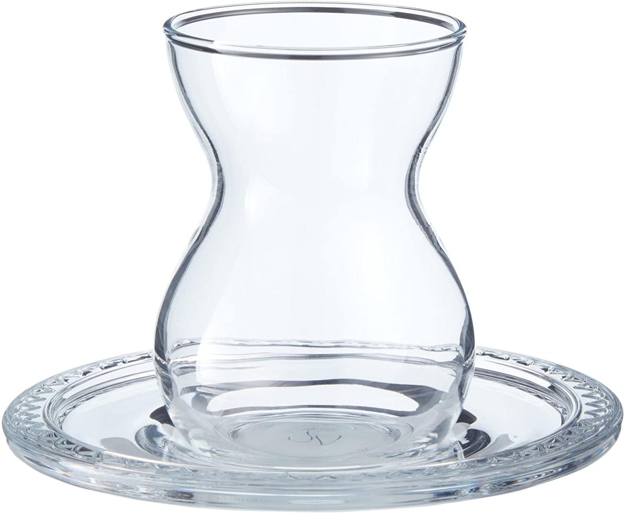 Pasabahce Bekata 12-Teilig Türkische Teegläser-Set mit Untertassen 12 ml Cay Bardagi Teeglas transparent Bild 1
