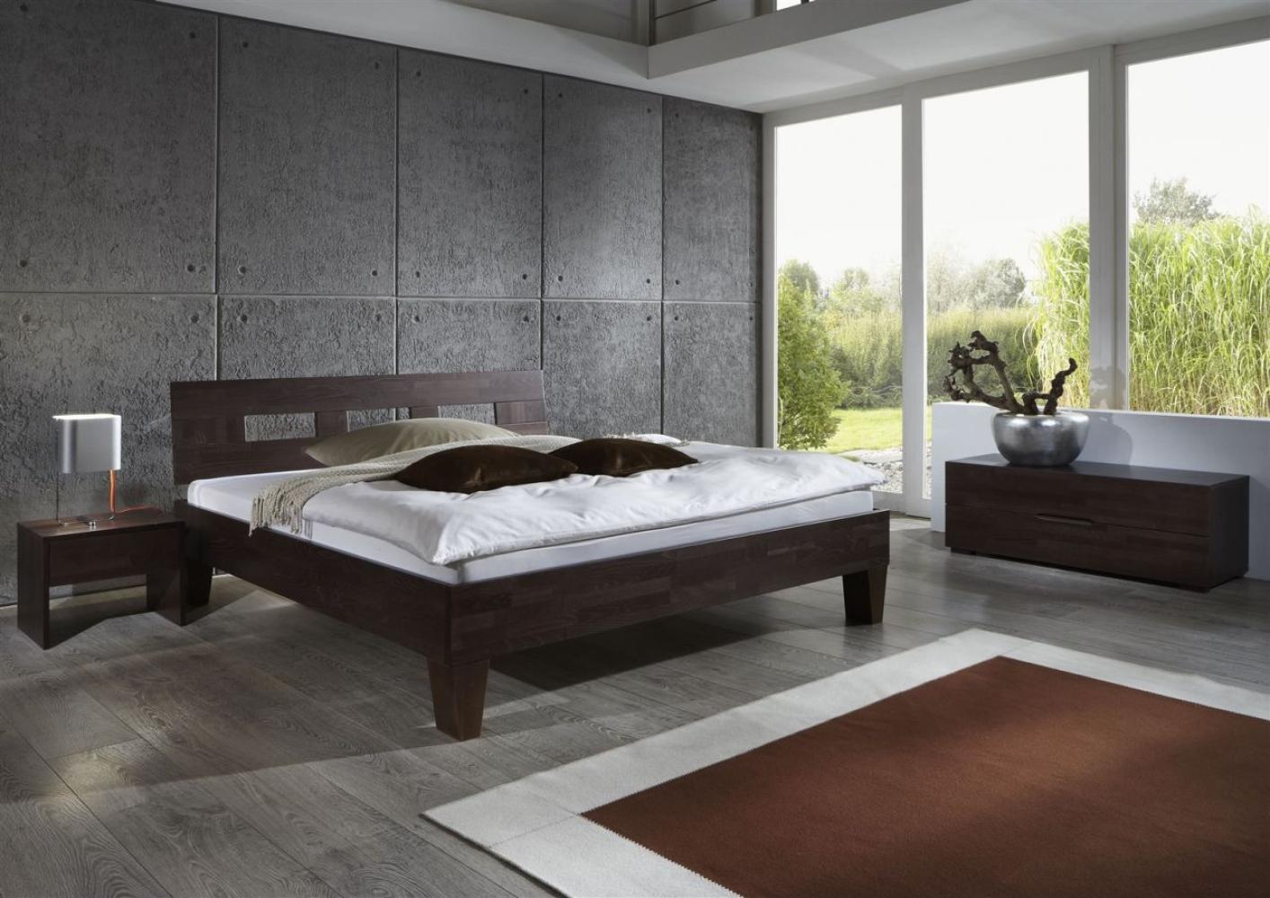 Massivholzbett Schlafzimmerbett - Ritz - Bett Buche -Wenge 160x200 cm Bild 1