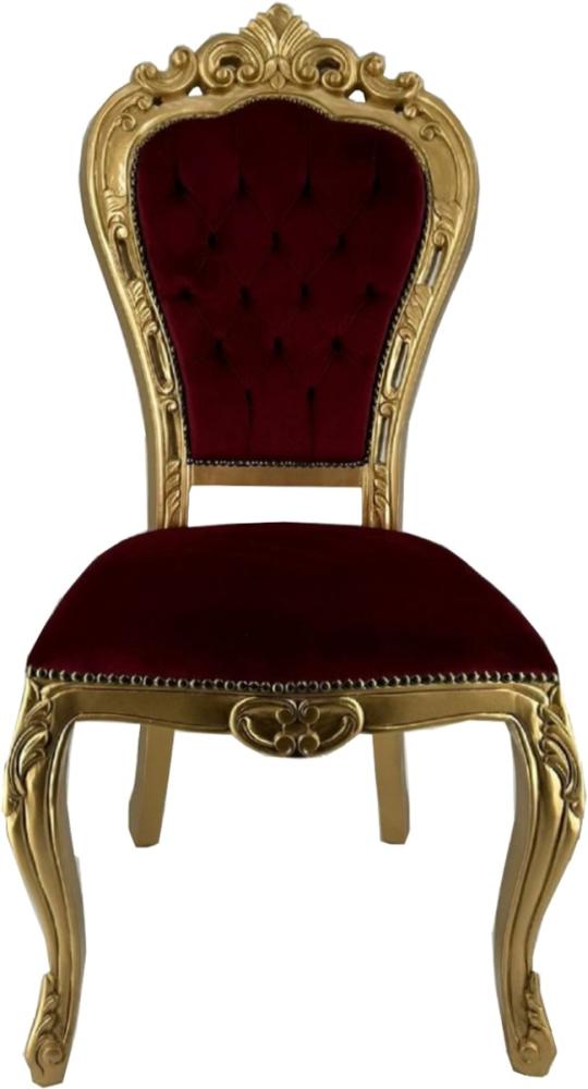 Casa Padrino Luxus Barock Esszimmer Stuhl Bordeauxrot / Gold H. 105 cm - Esszimmer Möbel im Barockstil Bild 1