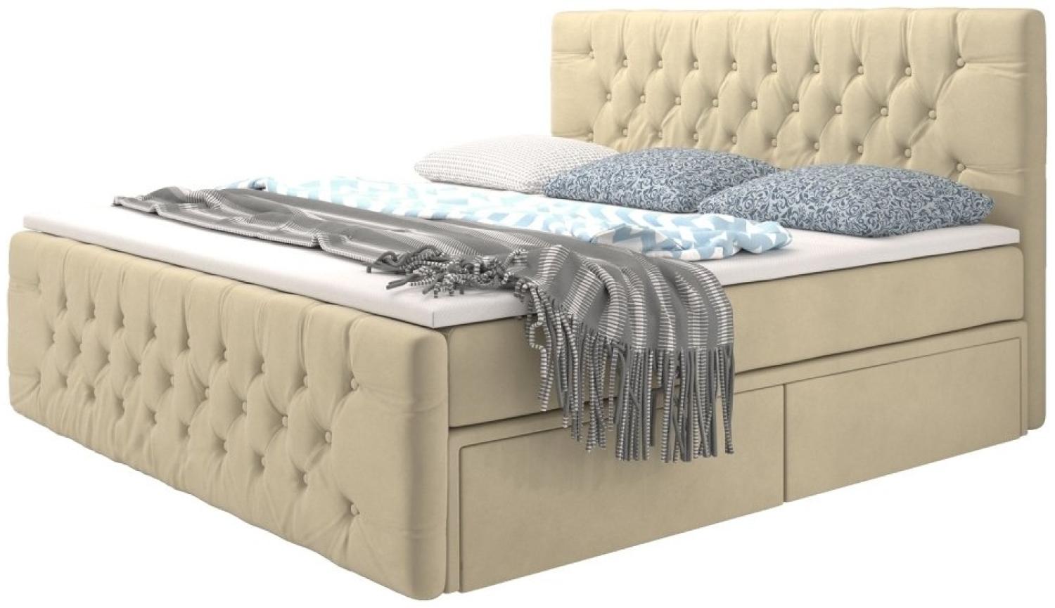 Boxspringbett Sognare mit Stauraum 140x200 Beige H3 Bild 1