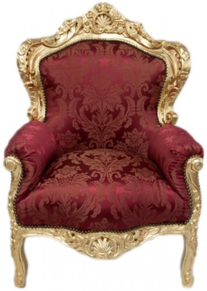 Casa Padrino Barock Sessel "King" Bordeaux Muster / Gold Mod2 - Möbel Antik Stil Bild 1