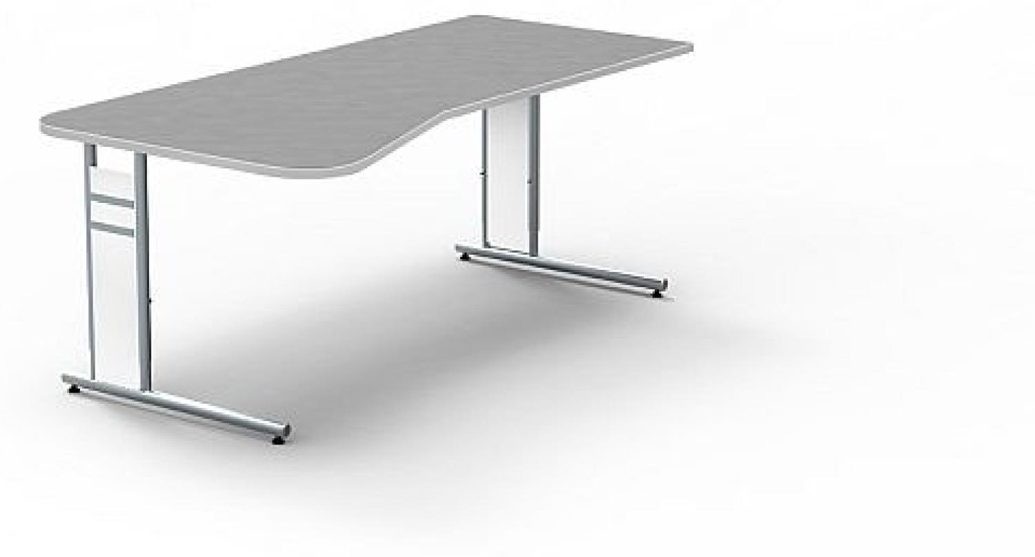 Schreibtisch Freiformtisch Form 4 195x80/100 cm C-Fuß Alusilber Applikationen Typ C grafit Bild 1