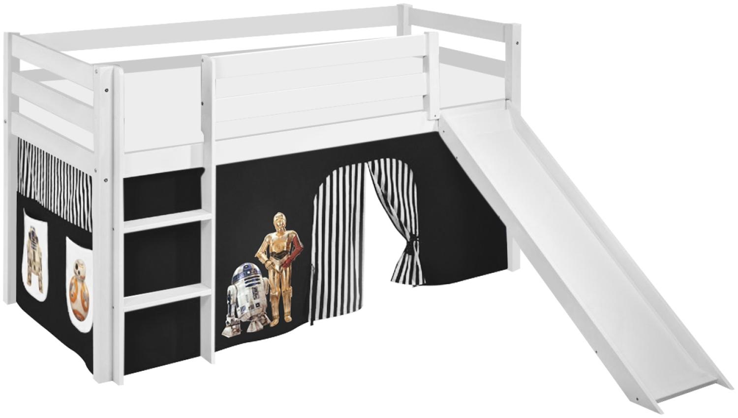 Lilokids 'Jelle' Spielbett 90 x 190 cm, Star Wars Schwarz, Kiefer massiv, mit Rutsche und Vorhang Bild 1