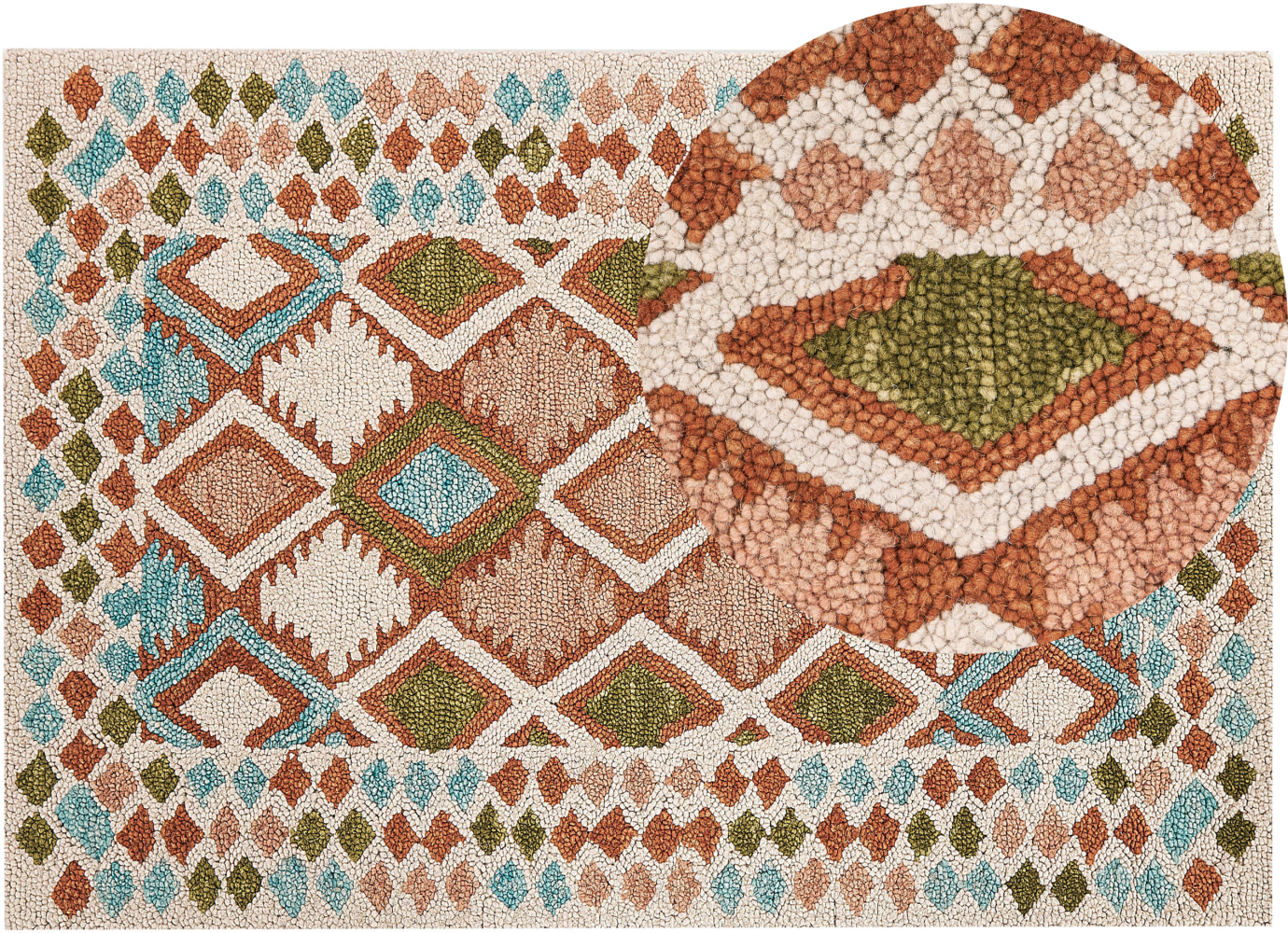 Teppich Wolle mehrfarbig 160 x 230 cm geometrisches Muster Kurzflor ERMENEK Bild 1