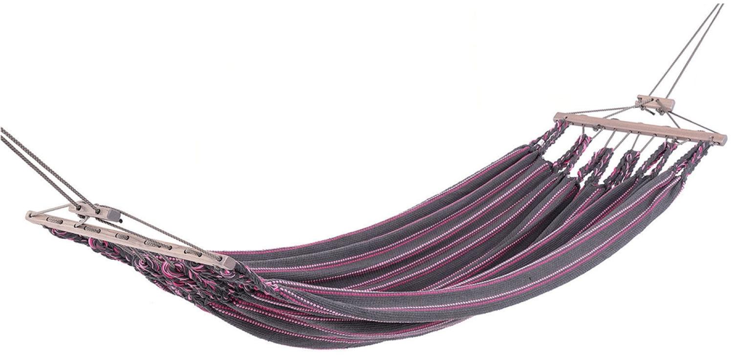 CHICO Einzelhängematte aus Baumwolle Grau-rosa Bild 1