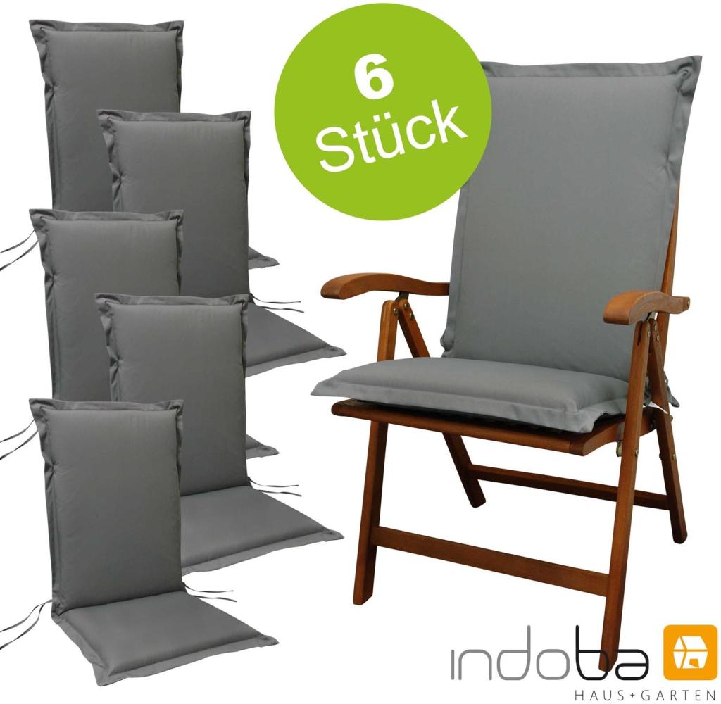 6 x indoba - Sitzauflage Hochlehner Serie Premium - extra dick - Grau Bild 1