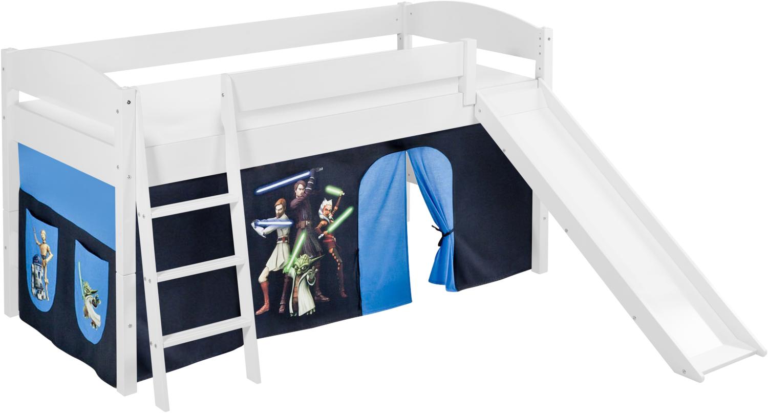 Lilokids 'Ida 4105' Spielbett 90 x 200 cm, Star Wars the Clone Wars, Kiefer massiv, mit Rutsche und Vorhang Bild 1
