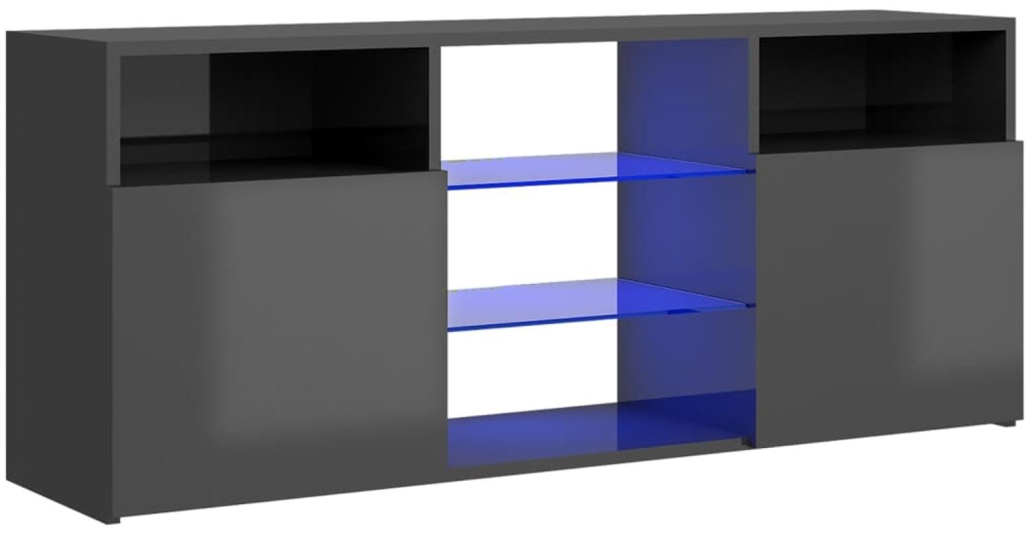 vidaXL TV-Schrank mit LED-Leuchten Hochglanz-Grau 120x30x50 cm Bild 1