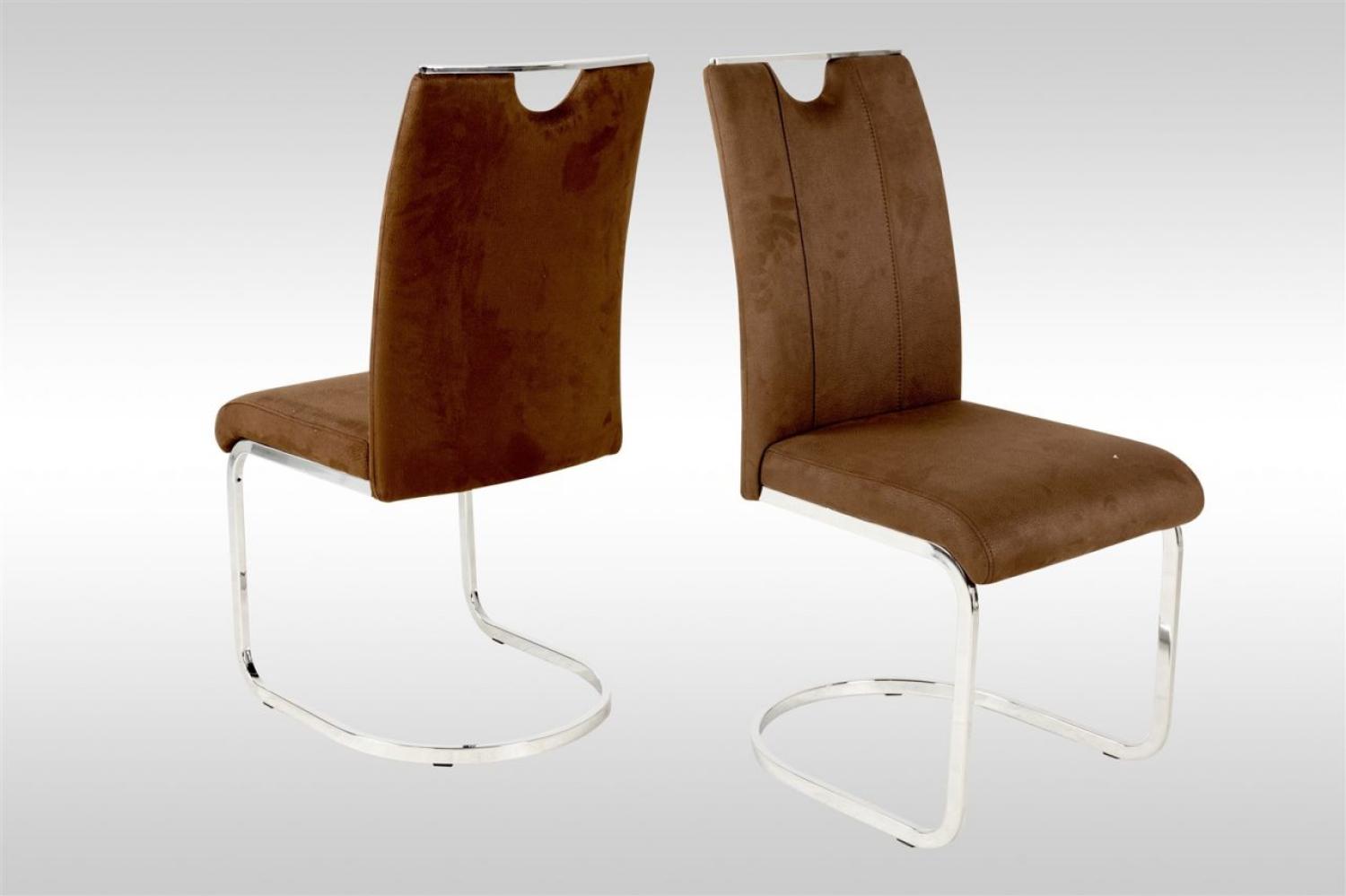 Esszimmerstühle Stühle Freischwinger 4er Set FABOS Kunstleder Braun Bild 1