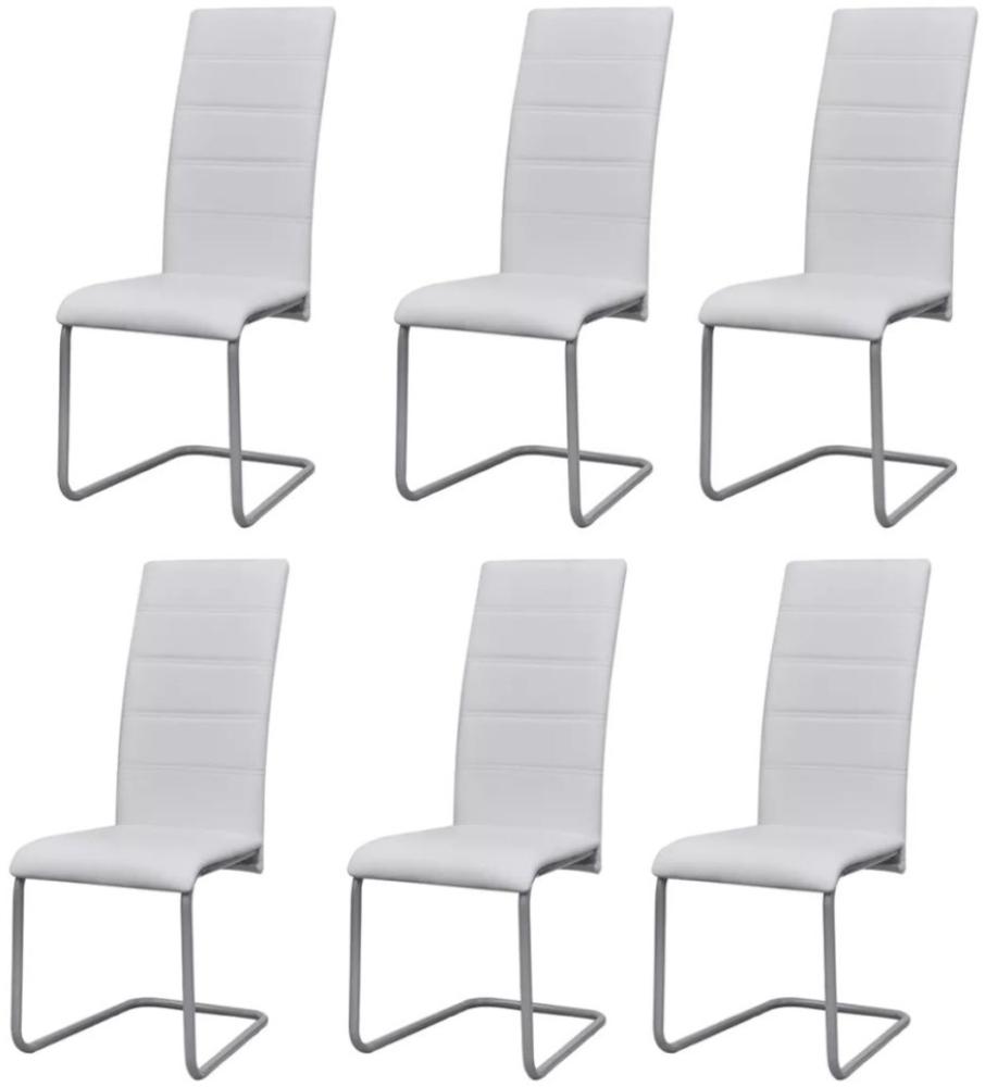 vidaXL Freischwinger, Kunstleder, 6 Stühle Weiß Bild 1