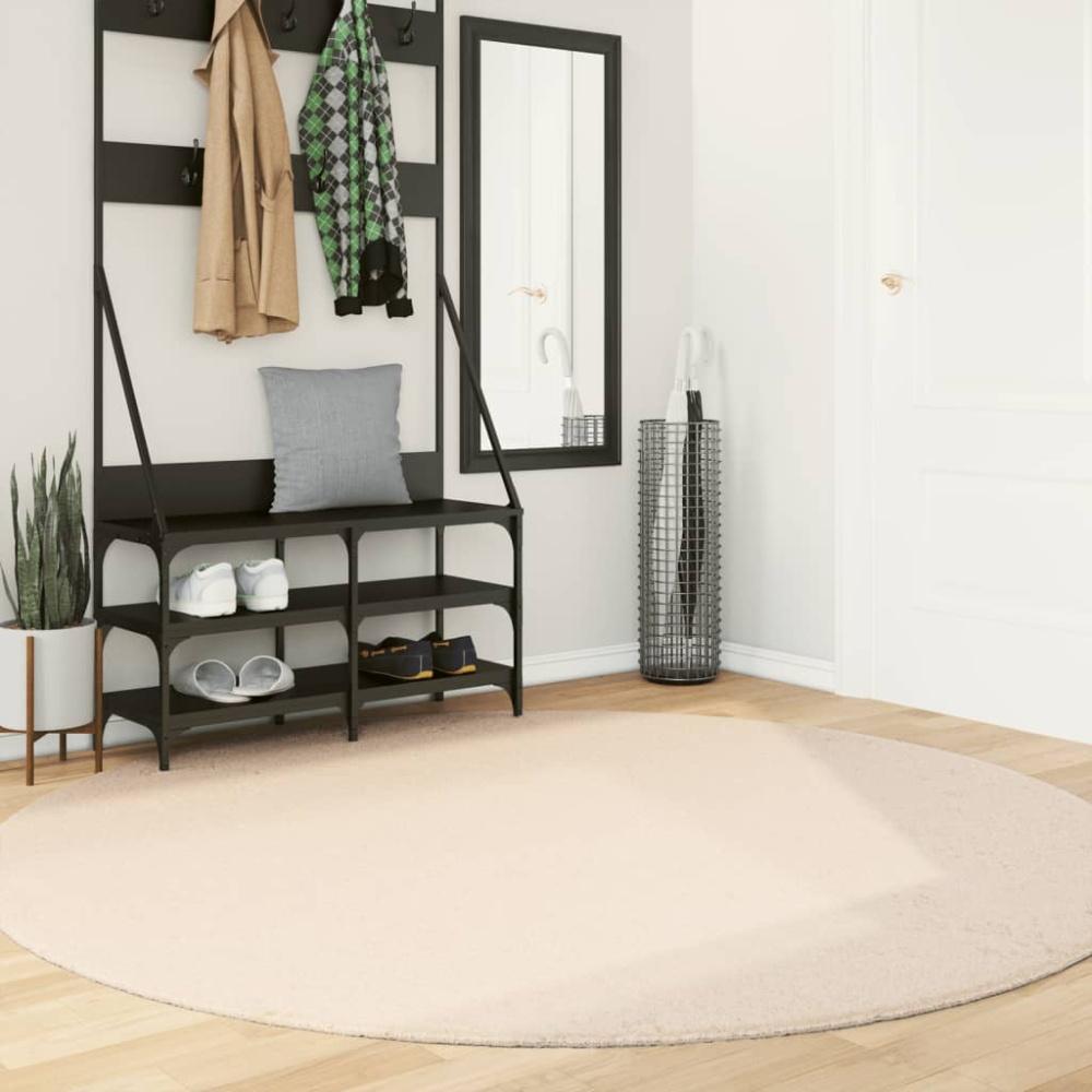 vidaXL Teppich HUARTE Kurzflor Weich und Waschbar Beige Ø 200 cm Bild 1