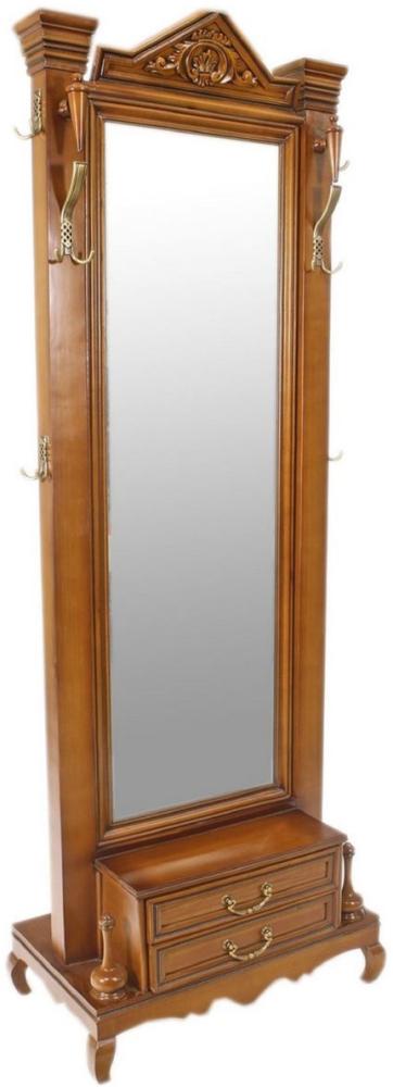 Casa Padrino Barock Massivholz Standspiegel mit 2 Schubladen & Kleiderhaken Braun 50 x H. 190 cm - Barockmöbel Bild 1