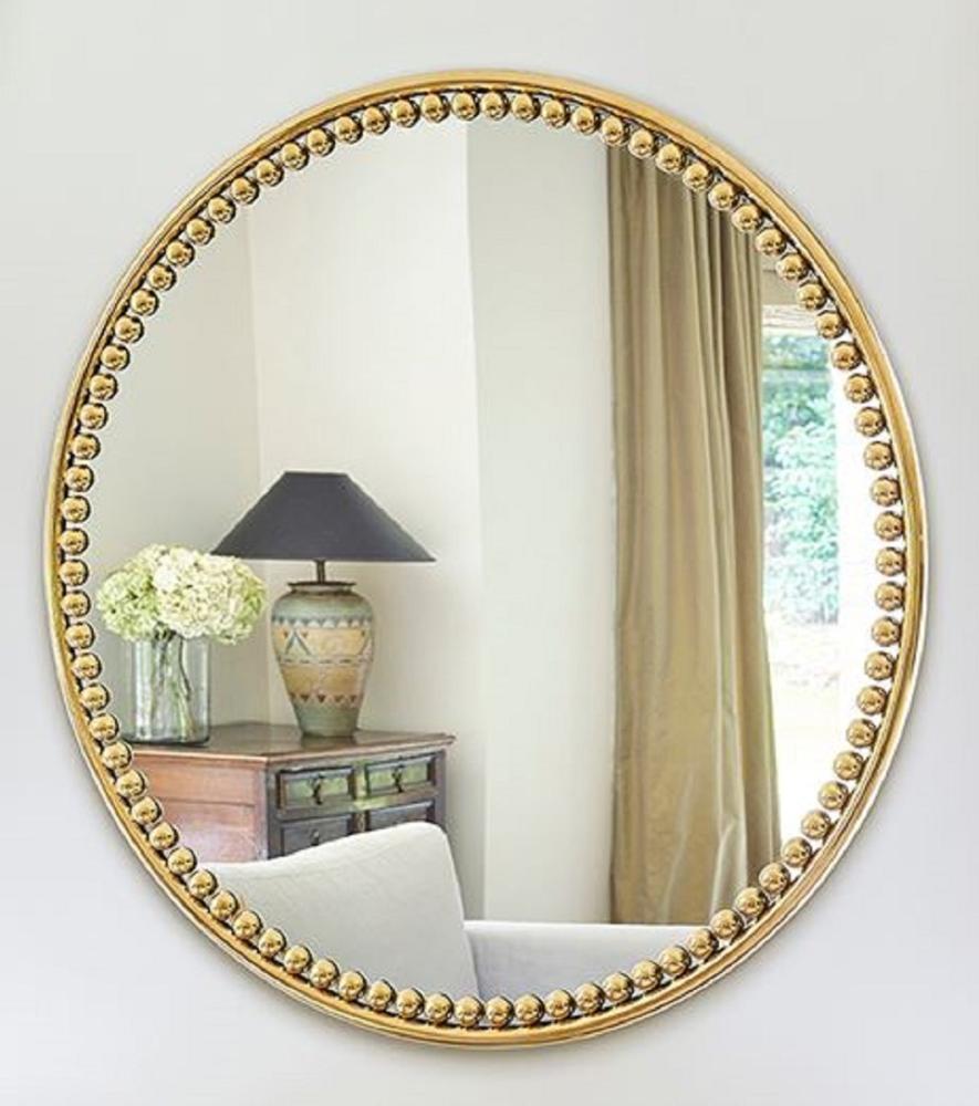 Casa Padrino Luxus Wandspiegel Gold Ø 107 cm - Runder Wohnzimmer Spiegel mit Metallrahmen - Schlafzimmer Spiegel - Badezimmer Spiegel - Garderoben Spiegel - Luxus Kollektion Bild 1