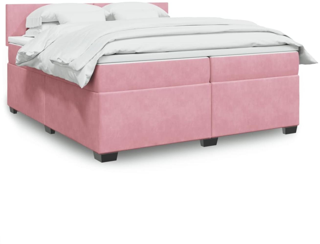 vidaXL Boxspringbett mit Matratze Rosa 200x200 cm Samt 3288701 Bild 1