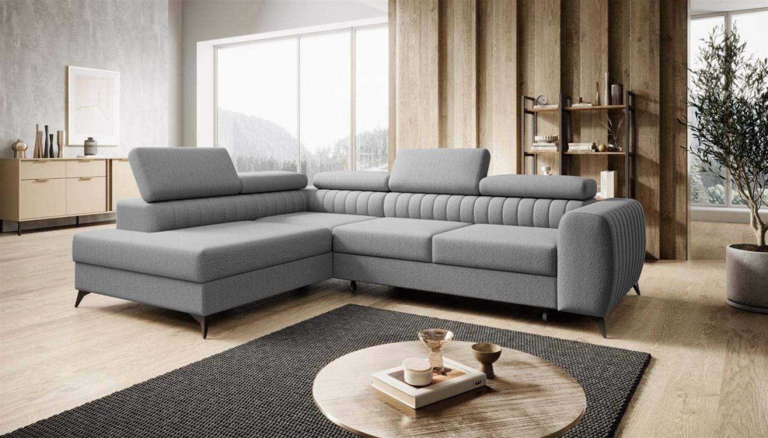 Ecksofa Schlafsofa Sofa FARGO in Stoff Vogue Silbergrau Ottomane Links Bild 1