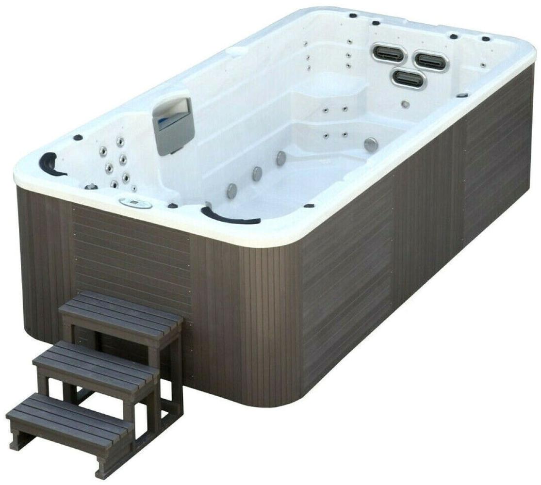 XXL Luxus Led Swim Spa 445x230 SET Whirlpool+Gegenstromanlage Outdoor Schwimmbad Bild 1