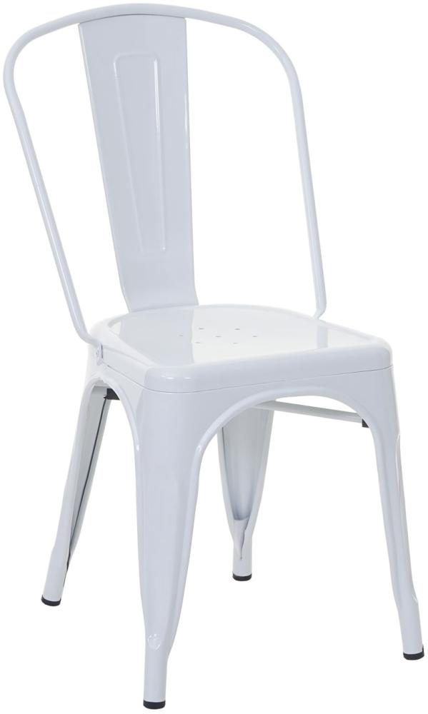 Stuhl HWC-A73, Bistrostuhl Stapelstuhl, Metall Industriedesign stapelbar ~ weiß Bild 1
