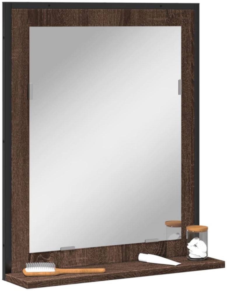 vidaXL Badspiegel mit Ablage Braun Eichen-Optik 50x12x60 cm Bild 1