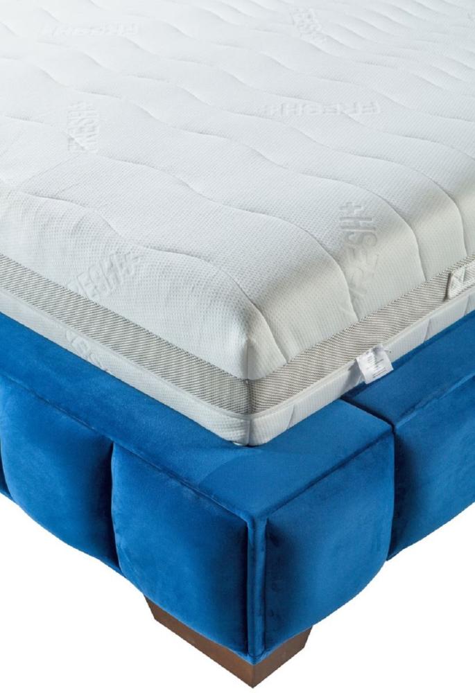 Casa Padrino Luxus Doppelbett Blau / Braun - Verschiedene Größen - Modernes Bett mit Matratze - Schlafzimmer Möbel Bild 1