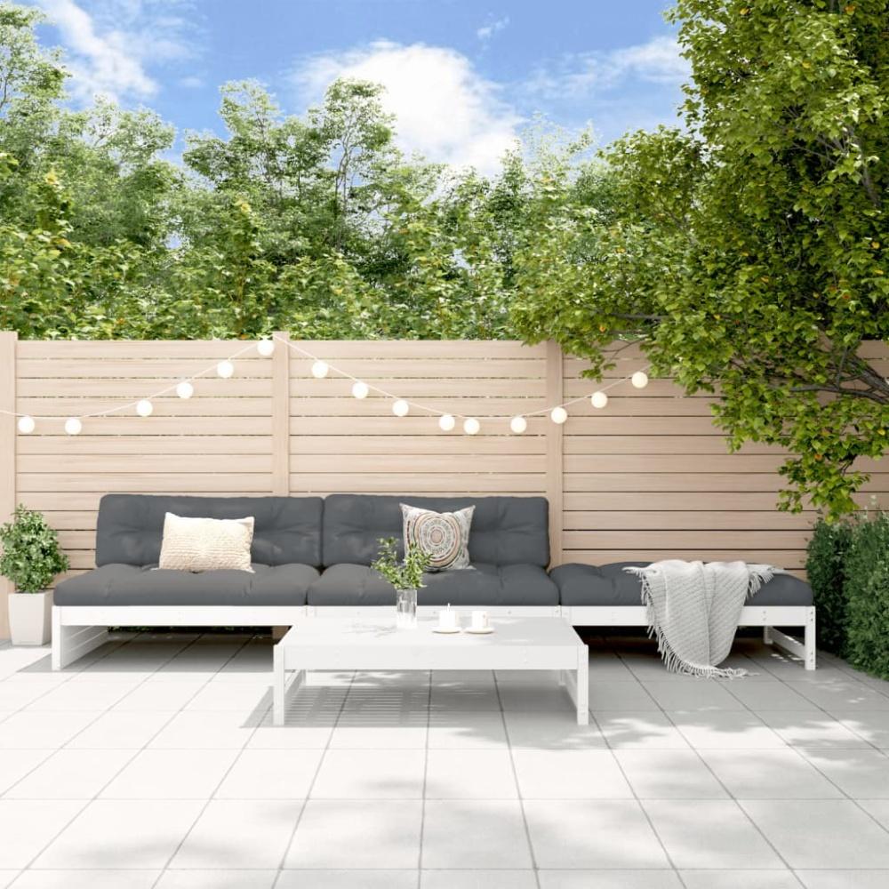 vidaXL 4-tlg. Garten-Lounge-Set mit Kissen Weiß Massivholz Bild 1