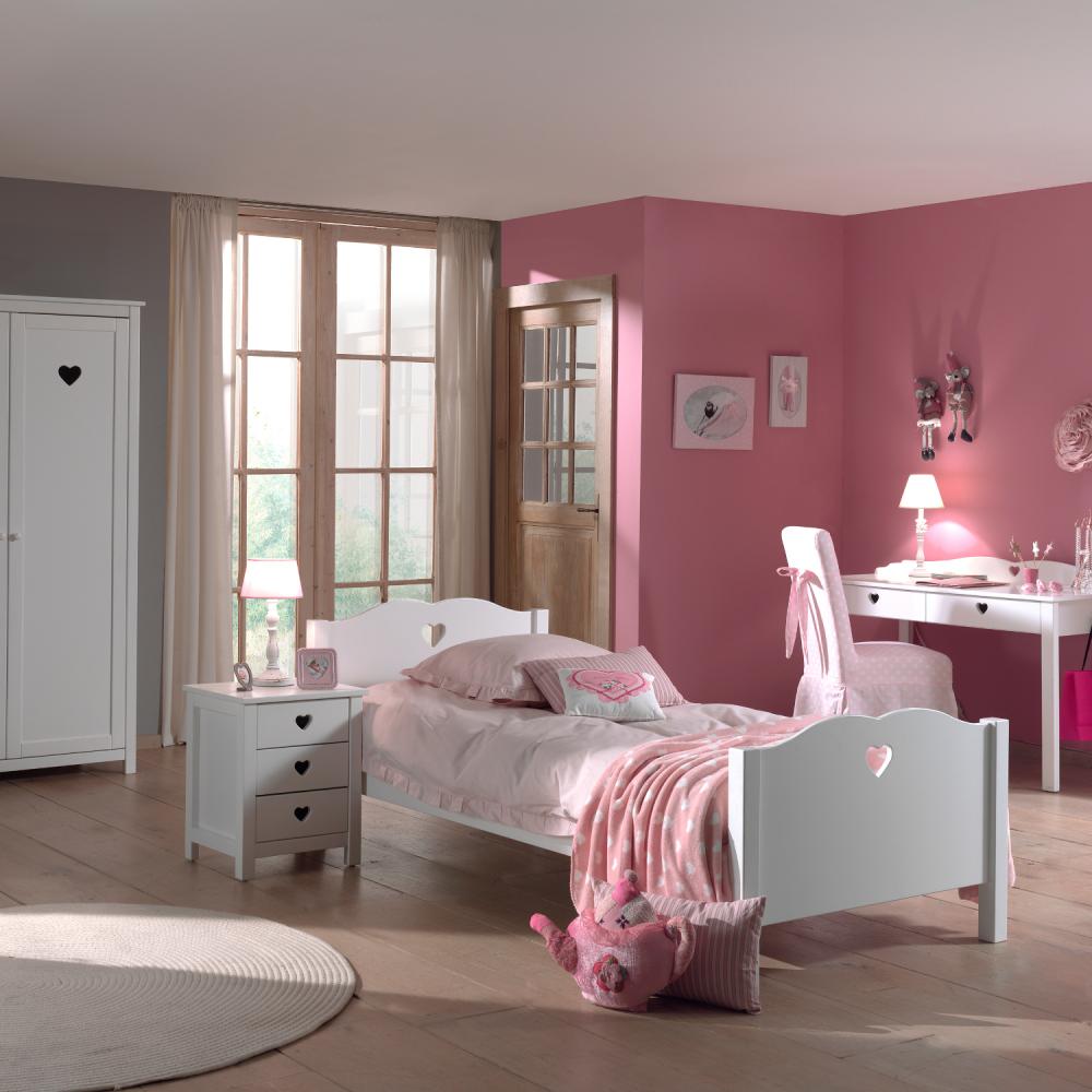 Vipack Amori Kinderzimmer Weiß | Bett 90 x 200 cm + Schrank 2-türig Weiß Bild 1