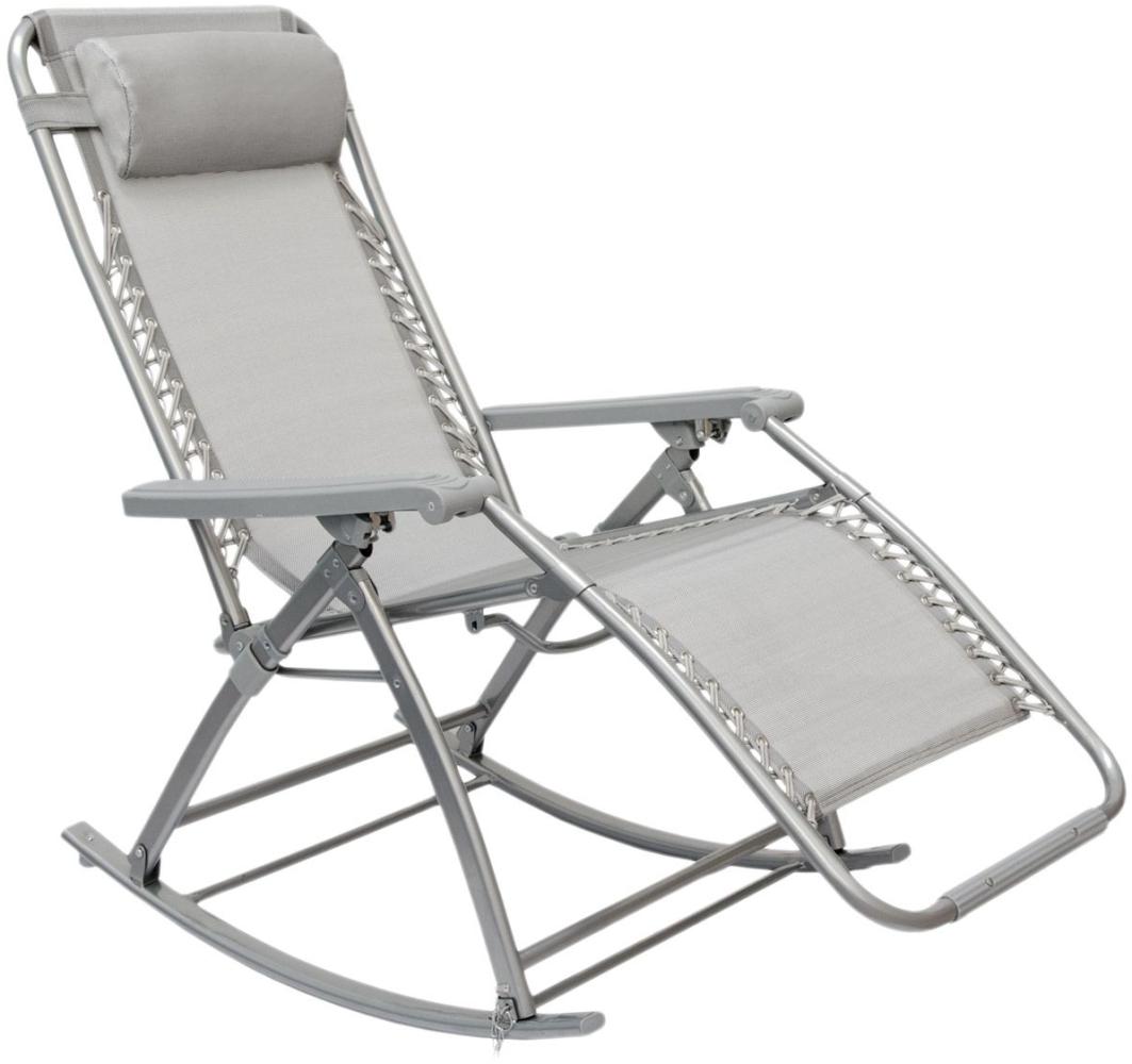 AMANKA Campingstuhl Schaukelliege 178x70cm Schaukelstuhl in Grau Klappbarer Verstellbarer Relaxsessel Liege-Stuhl Stahlrahmen Belastbarkeit max. 120 Bild 1