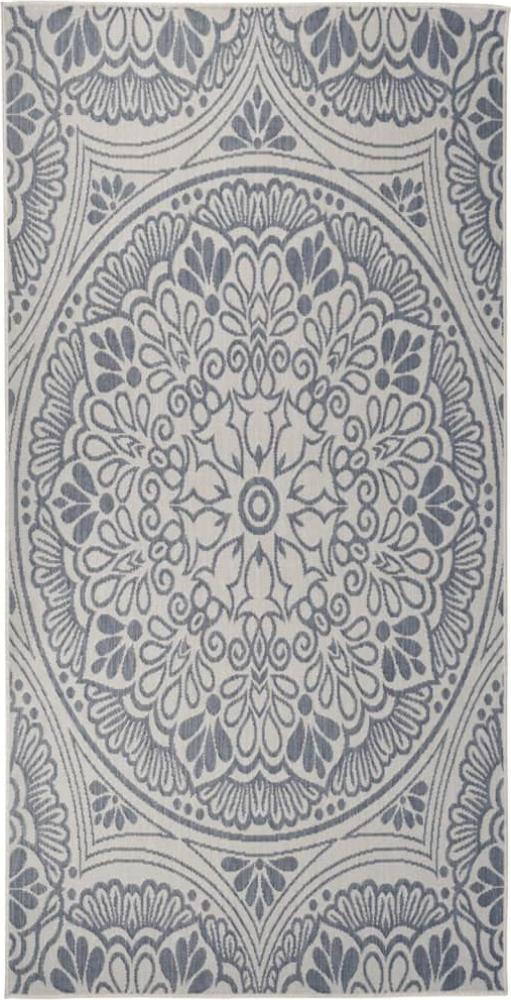 Outdoor-Teppich Flachgewebe 100x200 cm Blaues Muster Bild 1