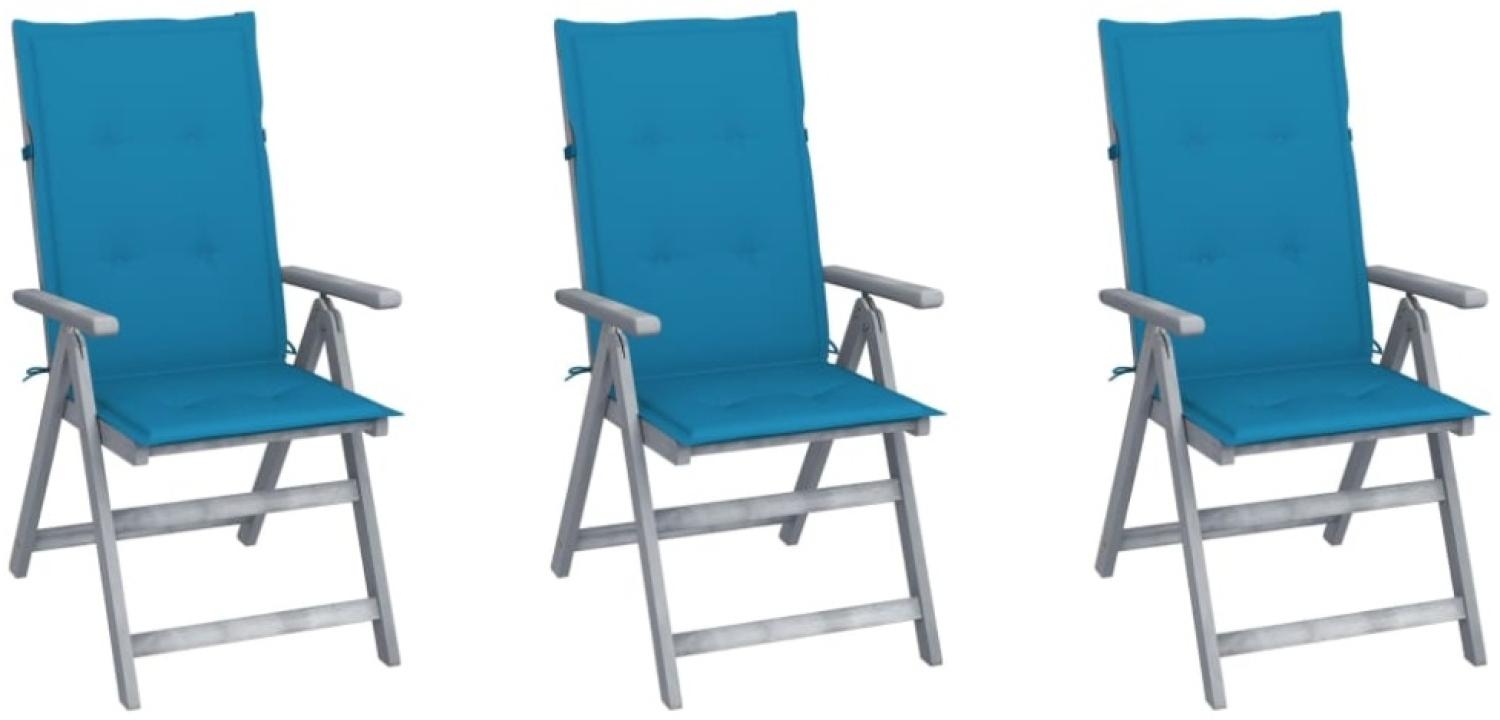 vidaXL Verstellbare Gartenstühle 3 Stk. mit Auflagen Massivholz Akazie Bild 1